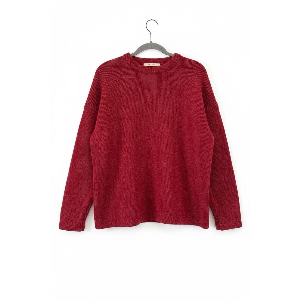 Irelandseye Ireland Mens M Red Lambswool Silk Crewneck Chunky Knit Sweater Med
